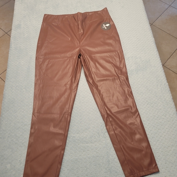 NEW JOLIE & JOY BROWN FAUX LEATHER LEGGINGS-SIZE XL-NWT - Picture 4 of 16